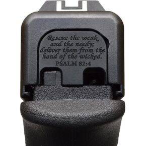 Milspin Slide Back Plate Compatible with Glock Gen 1-5 | Bible Verses | Veteran Crafted I Stainless Steel I Made in USA (Psalm 82:4, Models G17-G41, G45)