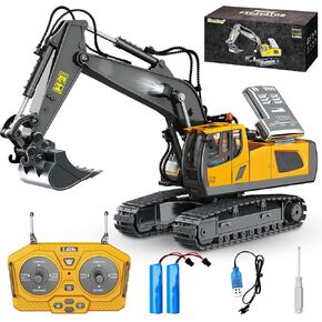 Samtop Remote Control Excavator Toys, 11 Channel 1:20 RC Construction Vehicles, 680° Rotation Hydraulic Car Toys for 4 5 6 7 8 9 10 Year Old Boys Kids, RC Truck Digger Toy Christmas Birthday Gifts