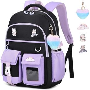 PIG PIG GIRL Girls Backpack, Lightweight Kids Backpack Functional Pockets Kawaii School Backpack Watrer Resistant Boogbag for Primary Elementary School,Pink