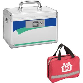 Medicine Lock Box, Medication Lock Box With Key, Lock Box for Medication, Storage Lock Box Lockable 11.2 x 7.6 x 7.6 Inch【Medium】+First Aid Bag