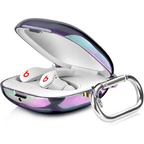 Compabitle with Beats Fit Pro Case Cover, Hard Case for Apple Beats Fit Pro 2021 Shockproof Protective Earbuds Case with Keychain Accessories for Men Women (Clear)