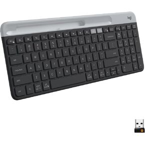 Logitech K585 Multi-Device Slim Wireless Keyboard, Built-in Cradle for Device; for Laptop, Tablet, Desktop, Smartphone, Win/Mac- Graphite (Renewed)