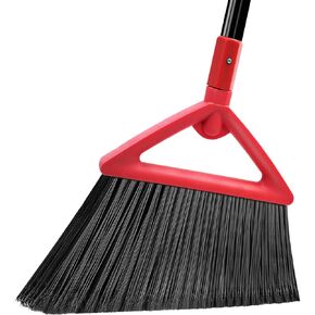 Heavy Duty Broom - 1 PCS Upgraded Angle Broom with Longer Handle, Indoor Outdoor Black Broom for Sweeping Garage Restaurant Kitchen Room and Yard