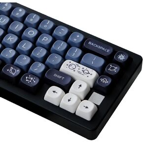 PBT Keycaps, 126 Keys Customized Keycaps, Cute Dye Sublimation Theme Keycap Set MOA Profile Keycaps for ANSI Layout Cherry Gateron MX Switch Mechanical Keyboard