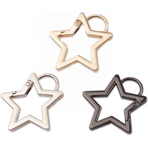 3Pc Silver Star Shaped Stainless Steel Keychain Clip Carabiner Snap Hook Holder Star Carabiner Hook Clip Key Holder Carabiner Clip for Keys and Wallet with Key Chain Rings Accessories (M)