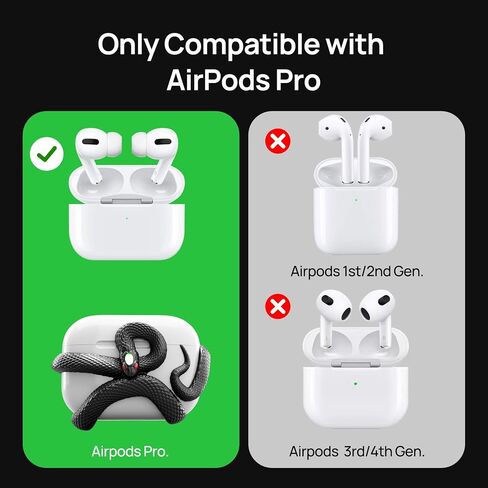 غطاء حافظة الثعبان متوافق مع حافظة AirPods Pro الجيل الثاني/الأول. جمالية HaloMyyth المميزة، رأس مضيء من الأحجار الكريمة، نحت التفاصيل، حافظة متوافقة مع AirPods Pro، أبيض عظمي in Kuwait