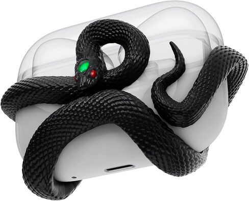 غطاء حافظة الثعبان متوافق مع حافظة AirPods Pro الجيل الثاني/الأول. جمالية HaloMyyth المميزة، رأس مضيء من الأحجار الكريمة، نحت التفاصيل، حافظة متوافقة مع AirPods Pro، أبيض عظمي in Kuwait