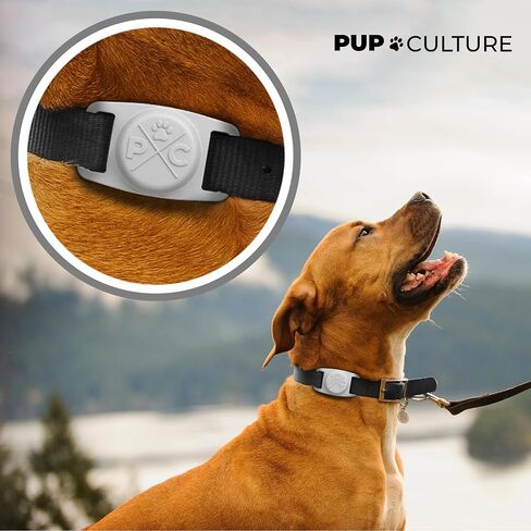 Pup Culture AirTag Dog Collar Holder, Extra-Durable, Lightweight, and Protective AirTag Case for Dog Collar - Track Your Pet Using an Apple AirTag - Dog Collar AirTag Holder- Black 0.5 Inch Collar in Saudi Arabia