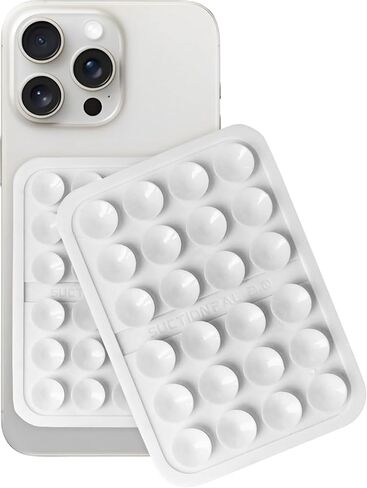 2-Pack Sticky Phone Grip, Silicone Suction Phone Case Grip with 24 Suction Cups, Sticky Grip for Selfies and Videos, Fits Most Smartphones, White in Saudi Arabia