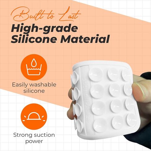 2-Pack Sticky Phone Grip, Silicone Suction Phone Case Grip with 24 Suction Cups, Sticky Grip for Selfies and Videos, Fits Most Smartphones, White in Saudi Arabia
