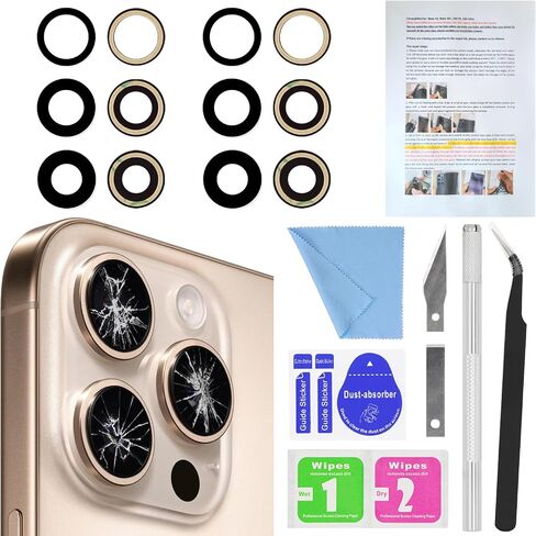 قطعتان لاستبدال زجاج عدسة الكاميرا الخلفية ASDAWN لهاتف iPhone 15 Pro Max 6.7 بوصة مع لاصق مثبت مسبقًا، طقم زجاج عدسة الكاميرا الخلفية ASDAWN مع دليل التثبيت + مجموعة أدوات الإصلاح in Kuwait