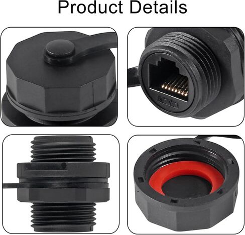 RJ45 Ethernet LAN Cable Connector CAT6 Shielded Industrial Panel Mount Bulkhead Feed Thru Coupler with Waterproof IP67 Dustproof Cap Outdoor Industrial Standard (10pcs) in Kuwait