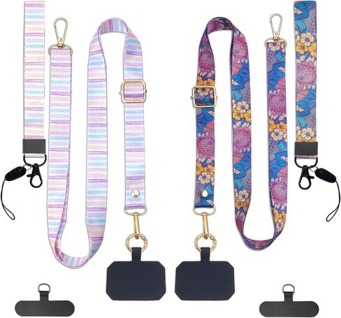 Stylish Phone Lanyard Wrist Strap, 4× Phone Patches, 2× Adjustable Neck Strap, 2× Wrist Strap,2X Spring O Rings in Saudi Arabia