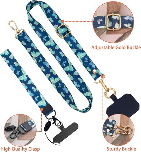 Stylish Phone Lanyard Wrist Strap, 4× Phone Patches, 2× Adjustable Neck Strap, 2× Wrist Strap,2X Spring O Rings in Saudi Arabia
