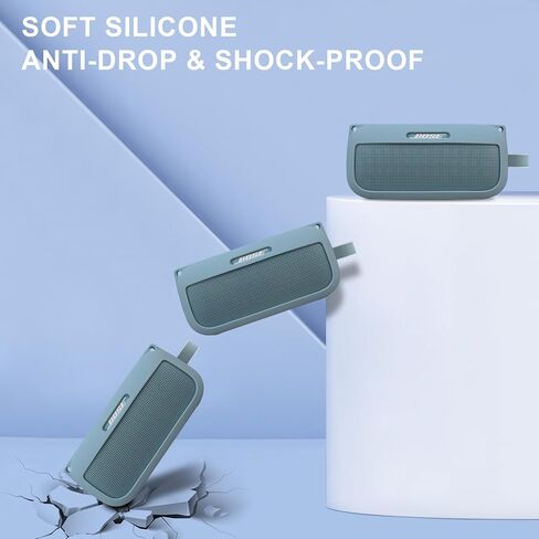 BOVKE Soft Speaker Case Compatible with Bose SoundLink Flex Bluetooth Portable Speaker, Bose Flex Silicone Case Sleeve Soft Protective Cover for Bose SoundLink Flex Speaker with 2 Chain Straps, Purple in Kuwait