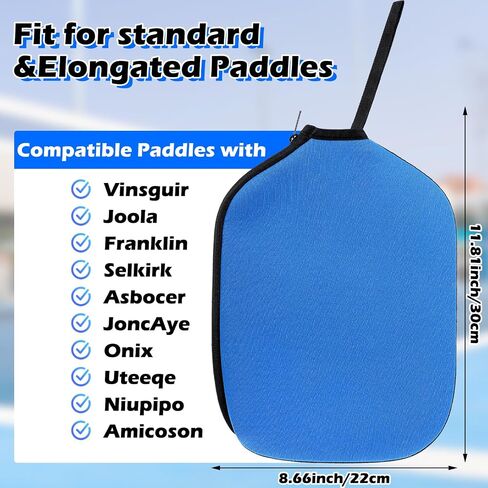 Pickleball Paddle Cover, Elongated Pickleball Covers Black Pickleball Case Pickleball Paddle Bag Neoprene Sleeve for Pickleball Paddles Pickleball Racket Cover Pickleball Accessories (Black) in Kuwait