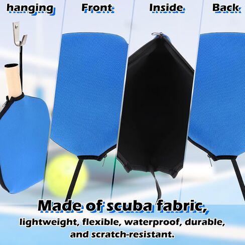 Pickleball Paddle Cover, Elongated Pickleball Covers Black Pickleball Case Pickleball Paddle Bag Neoprene Sleeve for Pickleball Paddles Pickleball Racket Cover Pickleball Accessories (Black) in Kuwait