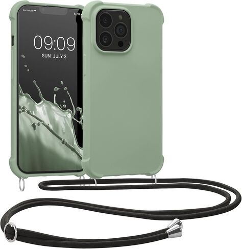 kwmobile Crossbody Case Compatible with Apple iPhone 13 Pro Case - TPU Silicone Cover with Strap - Black in Saudi Arabia