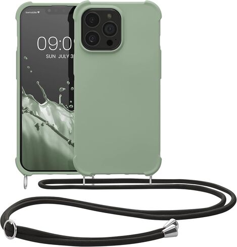 kwmobile Crossbody Case Compatible with Apple iPhone 13 Pro Case - TPU Silicone Cover with Strap - Black in Saudi Arabia