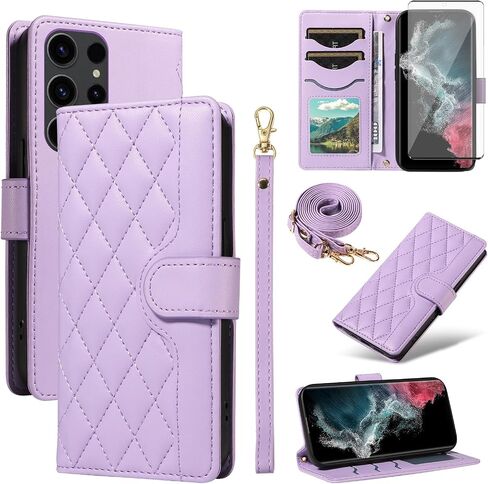 Asuwish Phone Case for Samsung Galaxy S23 Ultra 5G Wallet Cover with Screen Protector and Wrist Strap Lanyard Card Holder Slot Stand Accessories S23Ultra 23S S 23 23Ultra 6.8 inch Women Men White in Saudi Arabia