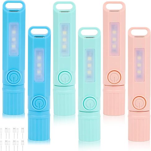 6 عبوات من المصابيح الكاشفة القابلة لإعادة الشحن USB C Mini LED، مصباح يدوي كومبو للتخييم، مصابيح يدوية خفيفة الوزن قابلة للتكبير، كهدية للأطفال، والتخييم، والمشي لمسافات طويلة، والقراءة الليلية وما إلى ذلك (6 عبوات) in Saudi Arabia