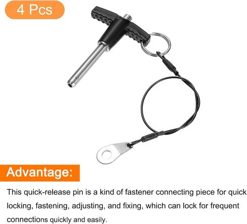uxcell 4Pcs T Handle Lock Pins, 10mm x 40mm Usage Length Stainless Steel Push-Button Quick Release Pin in Saudi Arabia