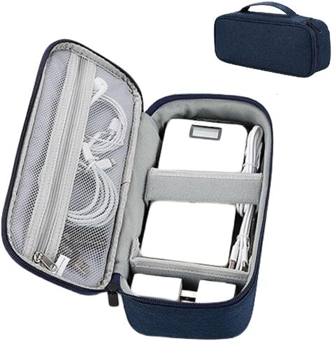 SA-U Portable Electronics Organizer Travel Case - Cable, Charger, and Cords Carrying Pouch for Power Bank, Hard Drive, and Tech Accessories - Compact Travel Tech Bag. (Blue, Large) in Saudi Arabia