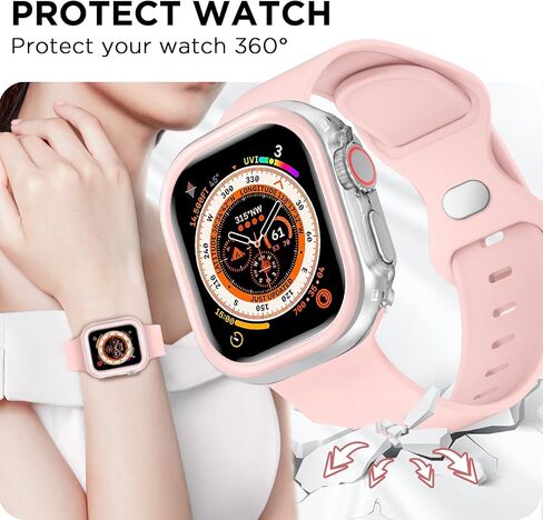 سوار رياضي DABAOZA متوافق مع سوار ساعة Apple 41 مم 40 مم 38 مم 42 مم 46 مم 45 مم 44 مم 49 مم مع غطاء ممتص للصدمات، حزام سيليكون ناعم للنساء والفتيات والرجال لسلسلة iWatch 10 9 8 7 6 / SE 5 4 3 2 1 Ultra in Saudi Arabia