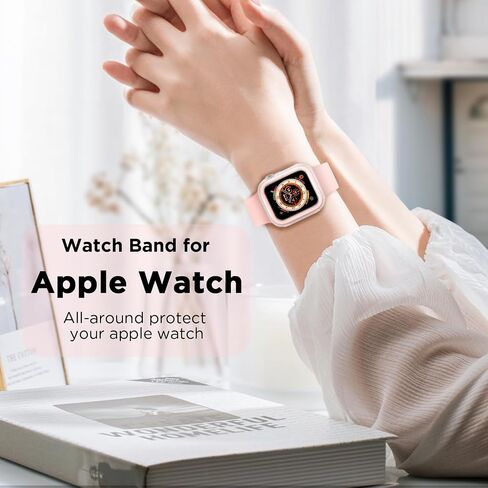 سوار رياضي DABAOZA متوافق مع سوار ساعة Apple 41 مم 40 مم 38 مم 42 مم 46 مم 45 مم 44 مم 49 مم مع غطاء ممتص للصدمات، حزام سيليكون ناعم للنساء والفتيات والرجال لسلسلة iWatch 10 9 8 7 6 / SE 5 4 3 2 1 Ultra in Saudi Arabia