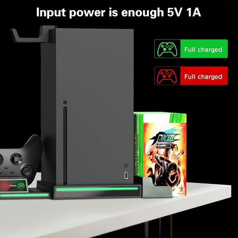 Xbox Series X Cooling Stand, CTPOWER Dual Controller Charging Station with 2 Rechargeable Battery Pack, 10 Game Slots & Headphone Holder for Xbox Series X in Saudi Arabia