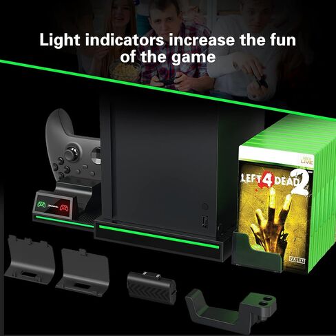 Xbox Series X Cooling Stand, CTPOWER Dual Controller Charging Station with 2 Rechargeable Battery Pack, 10 Game Slots & Headphone Holder for Xbox Series X in Saudi Arabia
