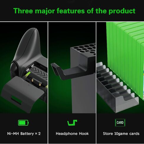Xbox Series X Cooling Stand, CTPOWER Dual Controller Charging Station with 2 Rechargeable Battery Pack, 10 Game Slots & Headphone Holder for Xbox Series X in Saudi Arabia