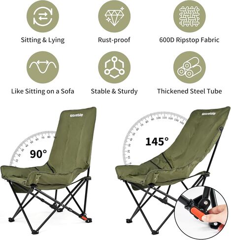 Naturehike Seastar Padded Camping Chair, Oversized 2-Position Adjustable Folding Chair, Portable Camp Chair with Side Pocket & Carry Bag in Kuwait