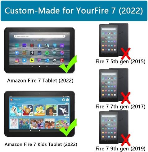 Amazon Fire 7 Tablet Case(12th Generation, 2022 Release),SHREBORN Lightweight Shockproof Fire 7 Kids Tablet Cover with Rotatable Folding Handle Stand Incompatible iPad Samsung Tablet-Pink in Saudi Arabia