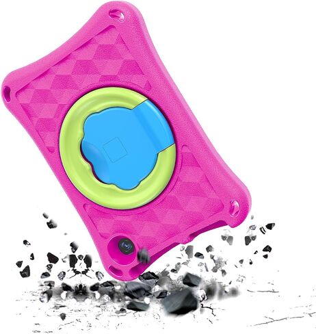Amazon Fire 7 Tablet Case(12th Generation, 2022 Release),SHREBORN Lightweight Shockproof Fire 7 Kids Tablet Cover with Rotatable Folding Handle Stand Incompatible iPad Samsung Tablet-Pink in Saudi Arabia