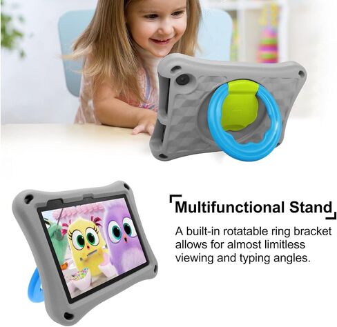 Amazon Fire 7 Tablet Case(12th Generation, 2022 Release),SHREBORN Lightweight Shockproof Fire 7 Kids Tablet Cover with Rotatable Folding Handle Stand Incompatible iPad Samsung Tablet-Pink in Saudi Arabia
