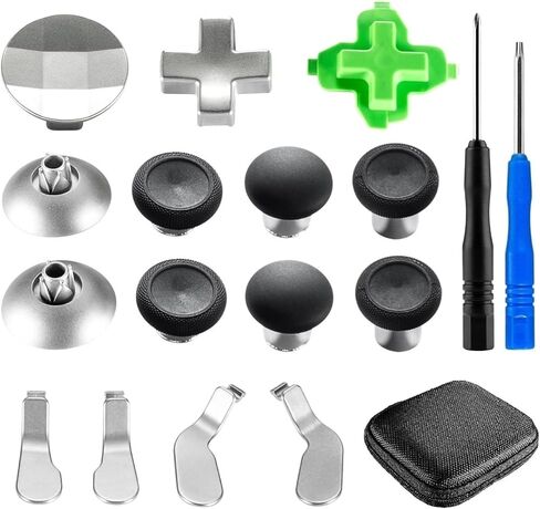 مجموعة قطع غيار معدنية مغناطيسية شديدة 15 في 1 على شكل حرف D، عصا التحكم، عصا التحكم، المجاذيف، أقفال الزناد الشعر، مجموعة قطع غيار إصلاح مفك براغي متقاطع T8H لجهاز Xbox One Xbox One Elite Xbox One S X in Saudi Arabia