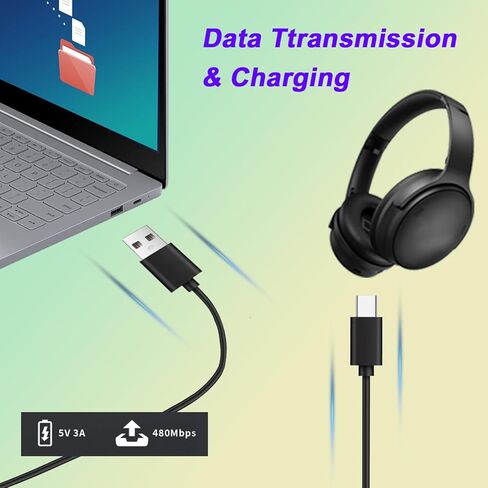 كابل شاحن USB C USB A إلى النوع C سلك شحن 4.9FT سلك بيانات لسوني WH1000XM4 WH1000XM5 Bose QC45 Beats Studio سماعة رأس لاسلكية بلوتوث سماعة أذن JBL مكبر صوت باور بانك صوت الهاتف المحمول in Kuwait