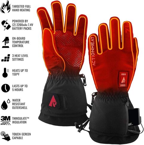 ActionHeat 7V Everyday Heated Gloves for Women – Electric Rechargeable Battery Heating Gloves with 3 Heating Levels – Hand Warming Winter Gloves for Skiing, Walking, Motorcycle Riding or Everyday Use in Saudi Arabia