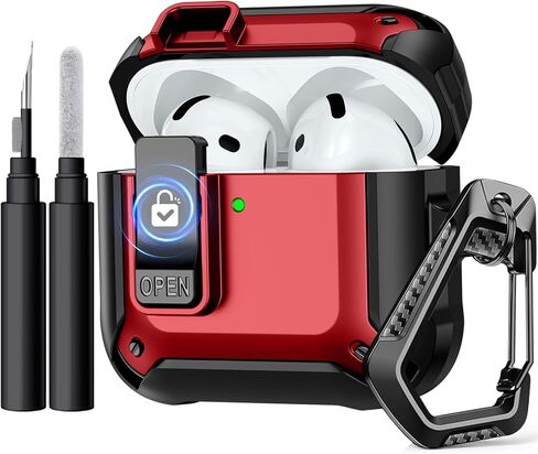 Charlam for AirPods 4 Case, Full Drop Protection with Secure Lock Design for Apple AirPods 4 Case Cover with Cleaning Kit & Keychain, Shockproof AirPods 4th Generation Case(2024) for Men Women, Black in Saudi Arabia