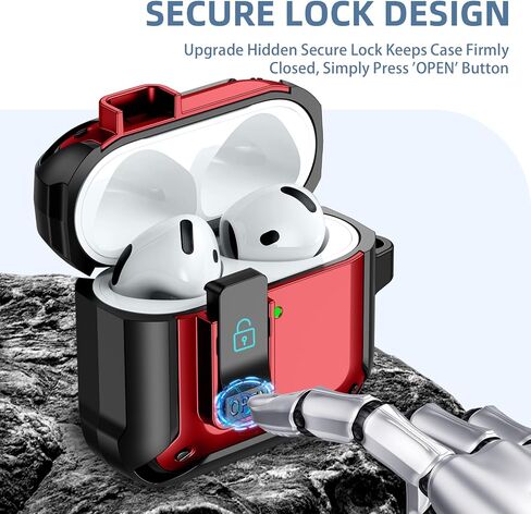 Charlam for AirPods 4 Case, Full Drop Protection with Secure Lock Design for Apple AirPods 4 Case Cover with Cleaning Kit & Keychain, Shockproof AirPods 4th Generation Case(2024) for Men Women, Black in Saudi Arabia