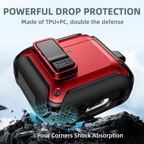 Charlam for AirPods 4 Case, Full Drop Protection with Secure Lock Design for Apple AirPods 4 Case Cover with Cleaning Kit & Keychain, Shockproof AirPods 4th Generation Case(2024) for Men Women, Black in Saudi Arabia