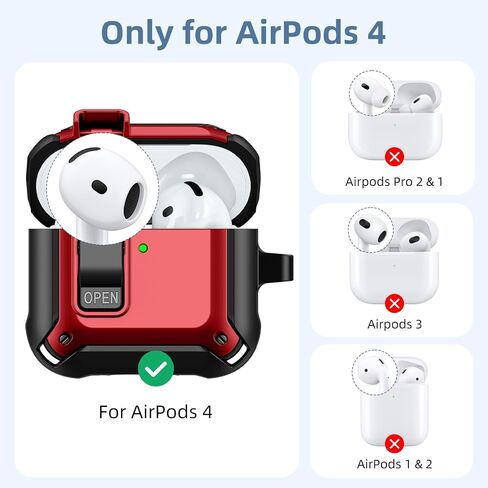 Charlam for AirPods 4 Case, Full Drop Protection with Secure Lock Design for Apple AirPods 4 Case Cover with Cleaning Kit & Keychain, Shockproof AirPods 4th Generation Case(2024) for Men Women, Black in Saudi Arabia