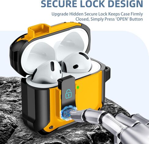 Charlam for AirPods 4 Case, Full Drop Protection with Secure Lock Design for Apple AirPods 4 Case Cover with Cleaning Kit & Keychain, Shockproof AirPods 4th Generation Case(2024) for Men Women, Black in Kuwait