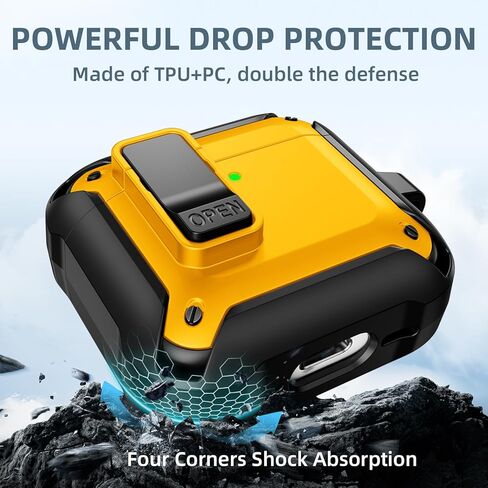 Charlam for AirPods 4 Case, Full Drop Protection with Secure Lock Design for Apple AirPods 4 Case Cover with Cleaning Kit & Keychain, Shockproof AirPods 4th Generation Case(2024) for Men Women, Black in Kuwait