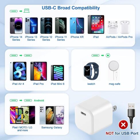 USB C Charger Cube, Agtray 2-Pack Mini Type C Fast Charging Blocks Phone Charger Wall Plug Travel Power Adapter Box Compatible for iPhone 16 15 14 13 12 11 Pro XR, Samsung Galaxy S24 S23 S22 A35 A55 in Saudi Arabia