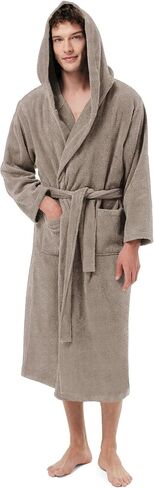 SIORO Mens Robes Big and Tall Terry Cloth Bathrobe Cotton Towel Hooded Full Length Housecoat Hot Tub Bath Spa Sleepwear M-2XL in Kuwait