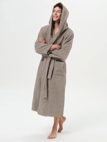 SIORO Mens Robes Big and Tall Terry Cloth Bathrobe Cotton Towel Hooded Full Length Housecoat Hot Tub Bath Spa Sleepwear M-2XL in Kuwait