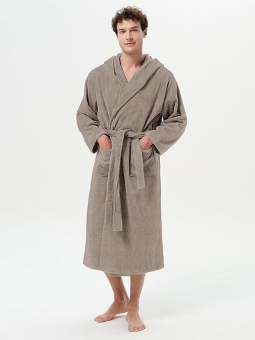 SIORO Mens Robes Big and Tall Terry Cloth Bathrobe Cotton Towel Hooded Full Length Housecoat Hot Tub Bath Spa Sleepwear M-2XL in Kuwait