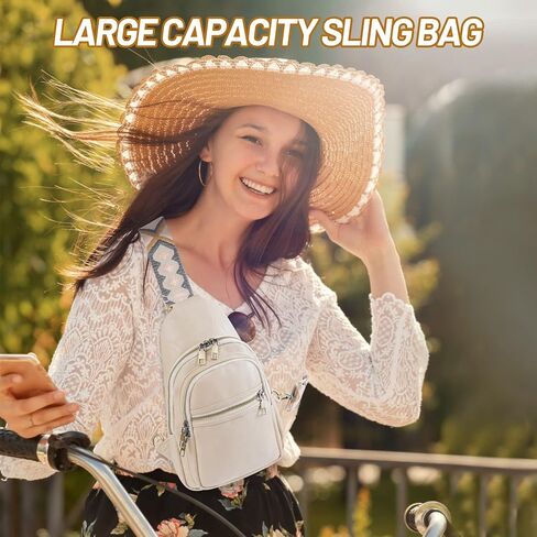 KFXFENQ Sling Bag for Women PU Leather Sling Bags for Women Crossbody Fashion Sling Backpack Multipurpose Chest Bag for Women in Kuwait